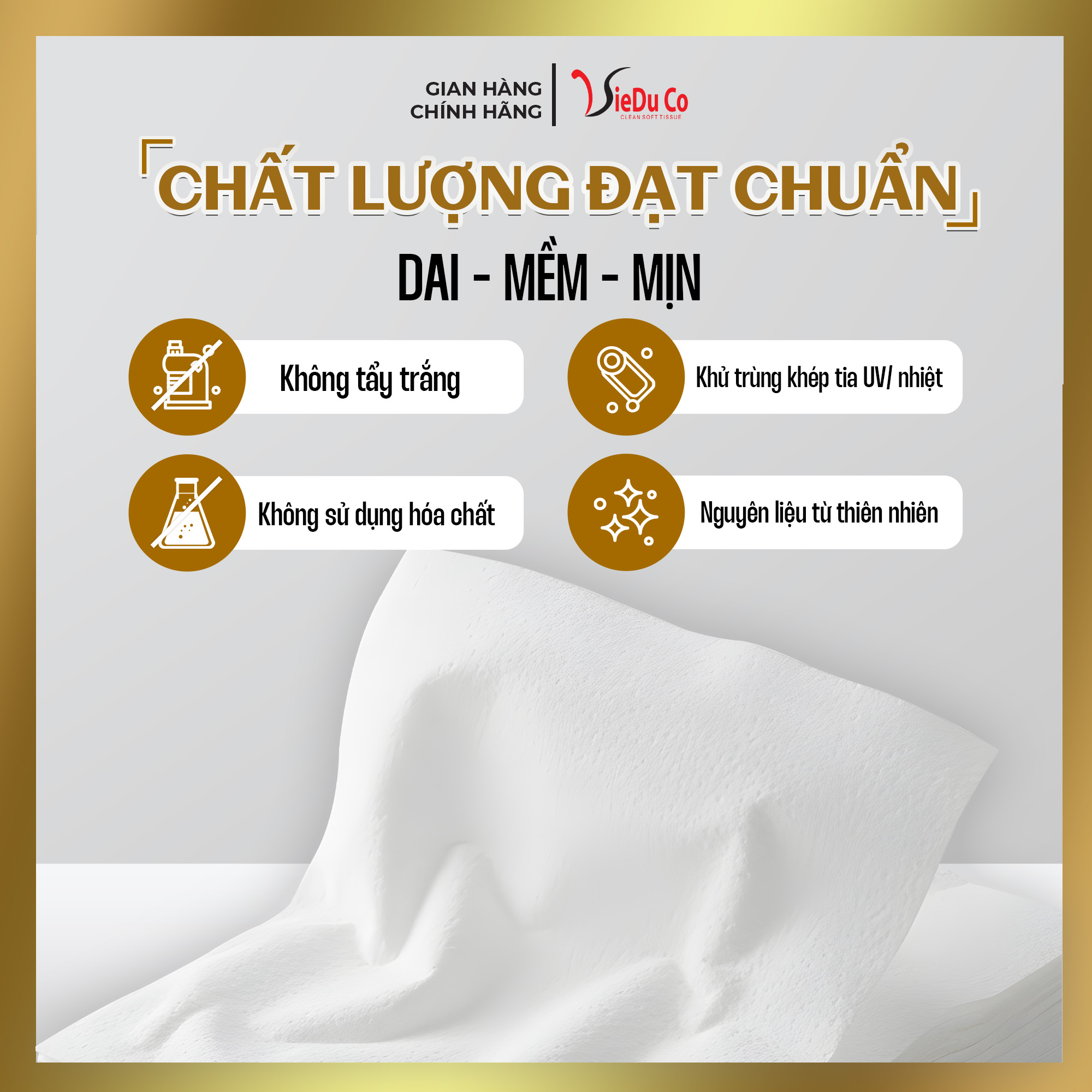 Khăn giấy rút đáy Vieduco phiên bản màu vàng