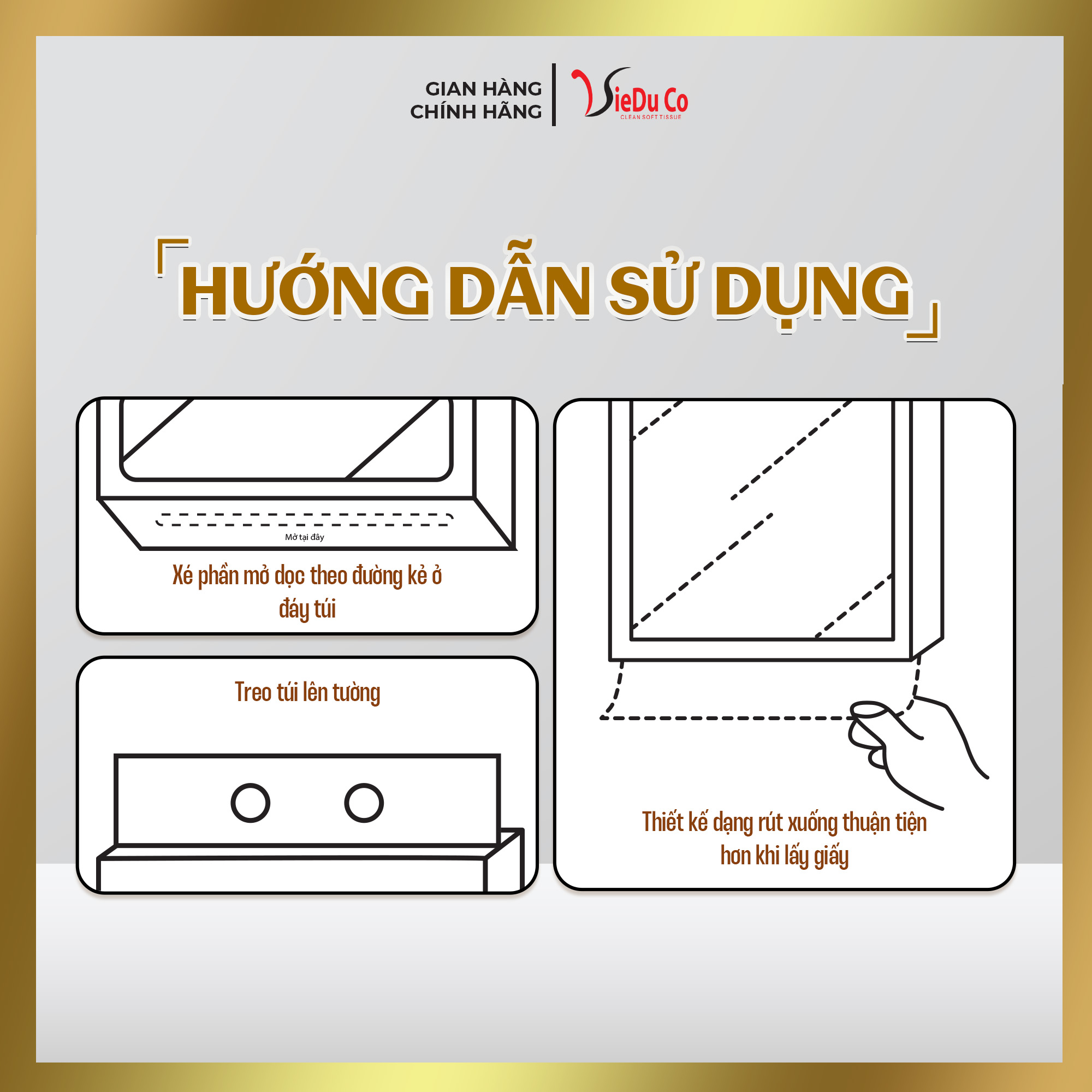 Khăn giấy rút đáy Vieduco phiên bản màu vàng