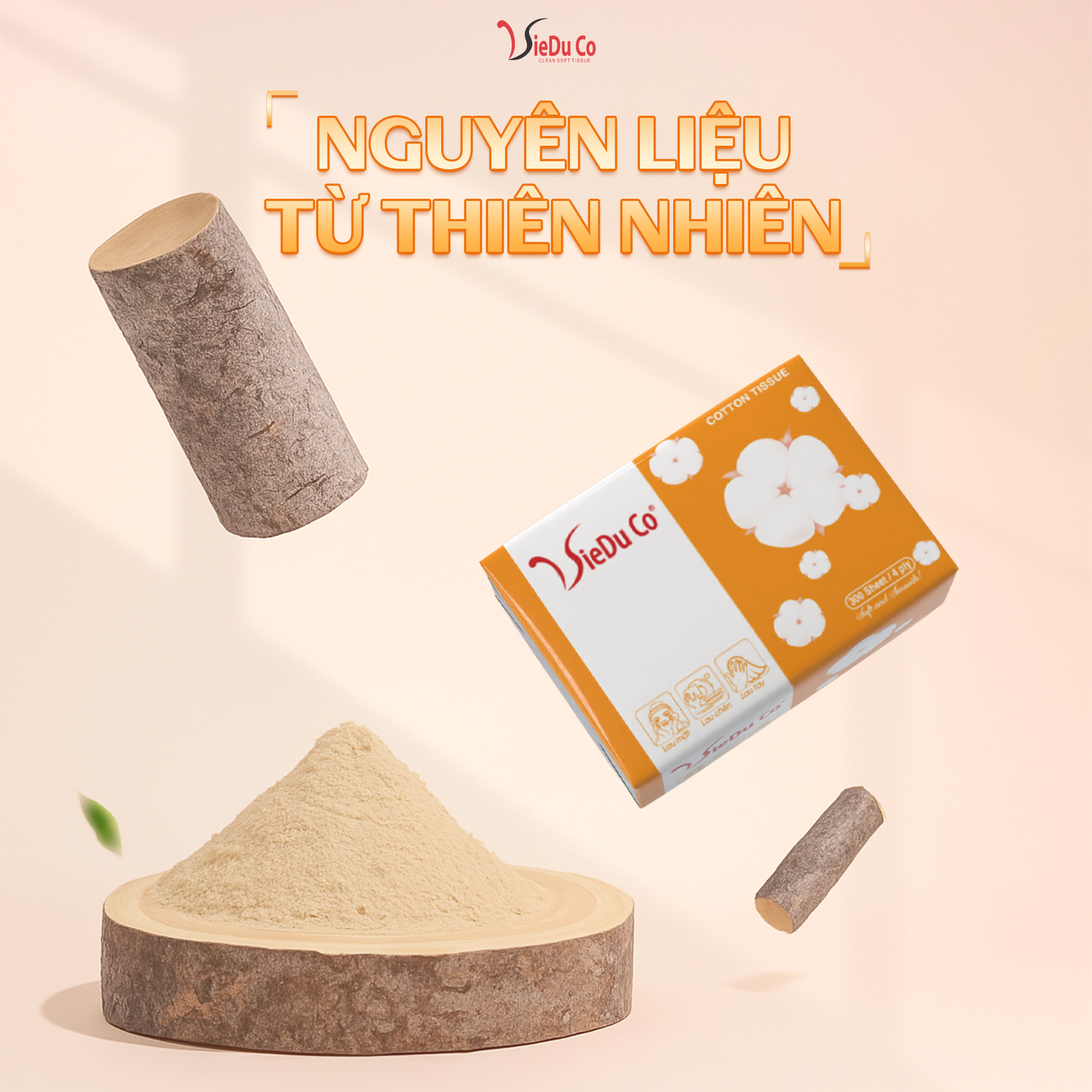 Khăn giấy rút Vieduco phiên bản gói nhỏ màu cam