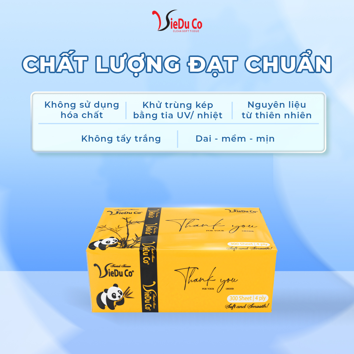 Khăn giấy rút gói nhỏ Vieduco phiên bản gấu trúc - giấy Việt Đức